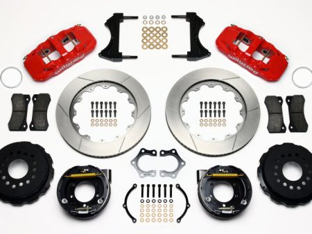 Wilwood AERO4 Rear P-Brake Kit 14.00in Red Mopar Dana 2.36in Off w Snap Ring Brng Online Hot Sale