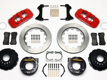 Wilwood AERO4 Rear P-Brake Kit 14.00in Red Big Ford New Style 2.36in Offset For Cheap