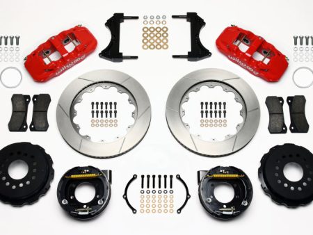 Wilwood AERO4 Rear P-Brake Kit 14.00in Red 2005-2014 Mustang Hot on Sale