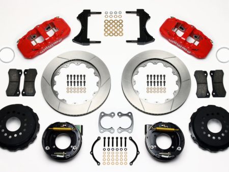 Wilwood AERO4 Rear P-Brake Kit 14.00in Red Small Ford 2.66in Offset For Discount