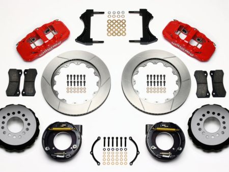 Wilwood AERO4 Rear P-Brake Kit 14.00in Red Chevy C-10 2.42 Offset 5-lug For Cheap