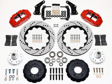 Wilwood Narrow Superlite 6R Front Hub Kit 14.00in Drill Red Large GM 57-70 Drop Spindle Hot on Sale