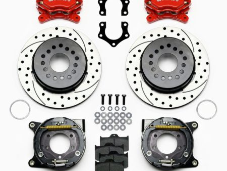 Wilwood Forged Dynalite P S Park Brake Kit Drilled Red Mopar Dana 2.50in Off w Snap Ring Brng Discount