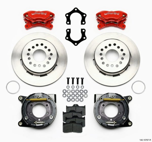 Wilwood Forged Dynalite P S Park Brake Kit Red Mopar Dana 2.50in Off w Snap Ring Brng Online now