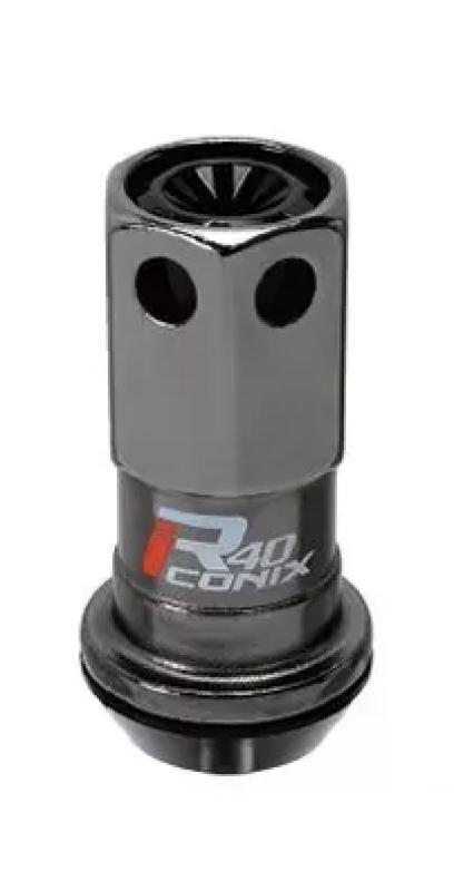 Project Kics R40 Iconix  12x1.25 Black Lug Nut (Black Seat) - 1pc Online Hot Sale